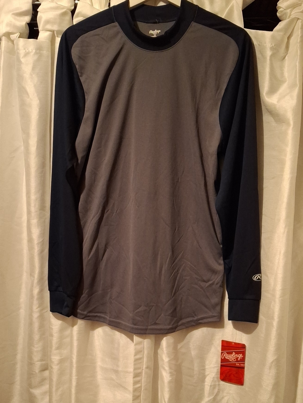 Rawlings Long-Sleeve Athletic Shirt in Gray and Navy